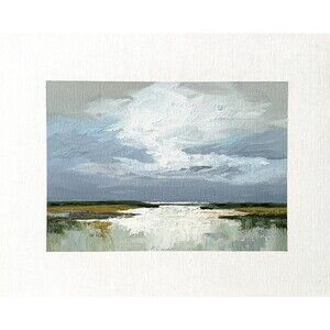 8x10 Original Oil Seascape Painting Marsh Lowcountry Clouds Coastal Art Signed